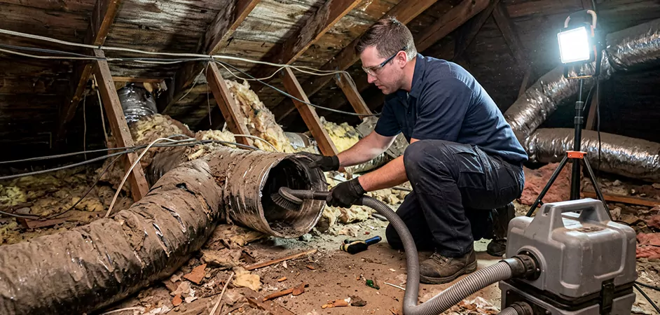 Storm-Damaged Attic Duct Cleaning in Elizabeth