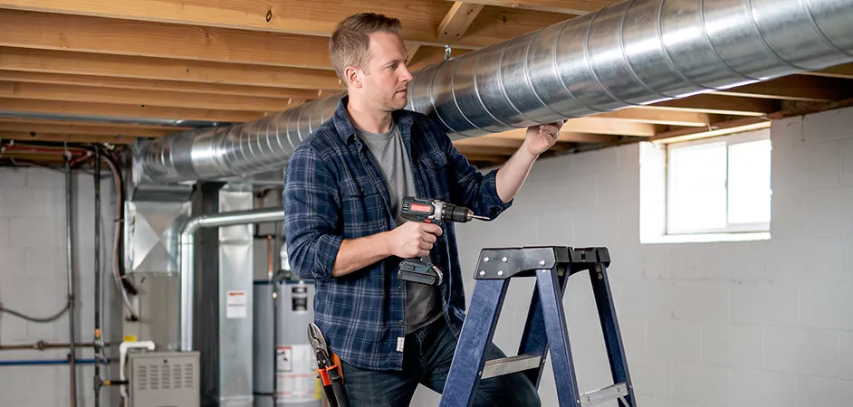 Exposed Spiral Ductwork in Elizabeth