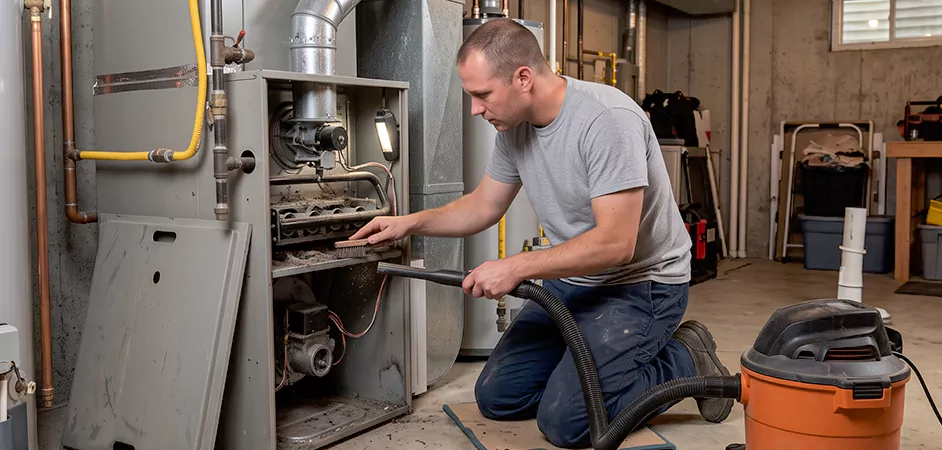 Burner and Heater Compartment Lint Removal in Elizabeth